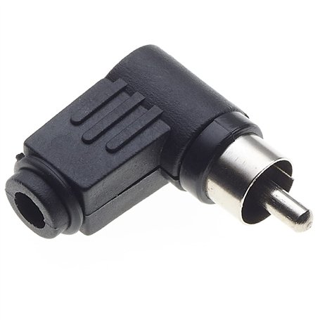 Lot de 10 fiches Phono coudées avec Broches nickelées et boîtier en Plastique Noir – Connecteur mâle à Angle Droit de 90 degrés