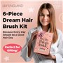 Lily England Coffret Soins Cheveux Premium - Set 6 Pièces avec Brosse Démêlante et Accessoires avec Stickers - Cadeau Parfait po