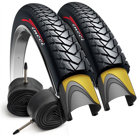 Fincci Paire de pneus pliables 700 x 35c 37-622 60 TPI avec protection en nylon et valve Presta Chambre à air 48 mm Cyclisme rou