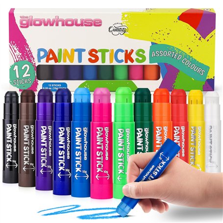 The Glowhouse Lot de 12 bâtons de peinture Tempera de couleurs classiques