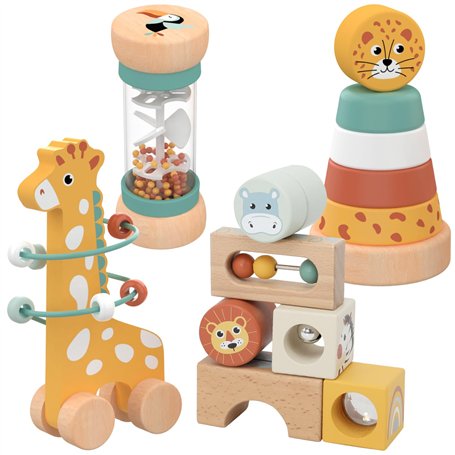 Nene Toys Jouet Bébé 1 an – Jouet Montessori en Bois 4-en-1 avec Blocs Sensoriels