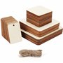 Belle Vous Planchette Vierge Brut (66 Pièces) - 4 Tailles de Plaquette Avec Ficelle - Plaque en Bois pour Projets Artistiques/Cr