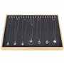 BELLE VOUS Boite a Bijoux Femme en Bois pour Colliers avec 20 Crochets - 24 x 35 cm - Plateau Bijoux Velours Gris - Boite Bijoux