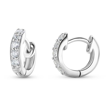 MIORE Boucles d’Oreilles pour Femme| Créoles en Argent Sterling 925 |Boucles d’Oreilles avec Pierres de Zircones 0.60 Ct | Créol