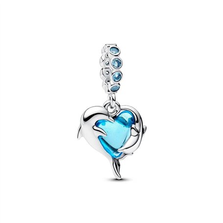 Perle de verre Pandora 793924C01 Bleu Argenté