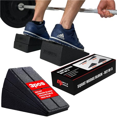 MuscleForge® Squat Wedge Block - Lot de 3 planches inclinées pour l'étirement des jambes