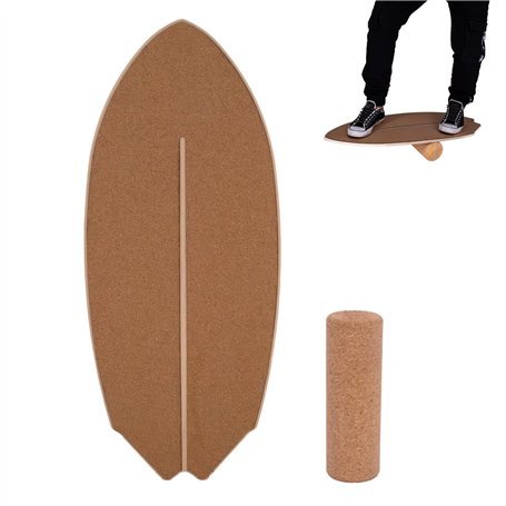 CAWI Planche d'équilibre pour enfants et adultes - Équipement de fitness pour la maison - Planche de surf + rouleau de fascia -
