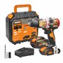 WORX NITRO 18V(20V MAX) Perceuse à Percussion sans Fil WX354.1 PowerShare PRO Brushless 60 N.m Commande à 2 Vitesses 10mm dans B