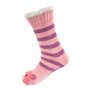 BambooMN Chaussettes thermiques extra épaisses et confortables en peluche avec doublure en polaire - Motif cochon rose