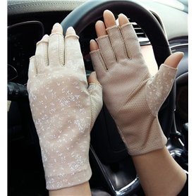 Femmes Dames Gants de Conduite Cyclisme Demi-doigts Maille Mitaines Coton Eté GYM Fitness Entraînement Moufles Silicone Respiran