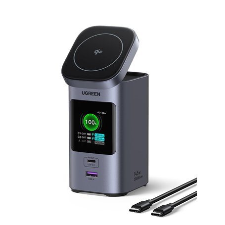 UGREEN Nexode Batterie Externe 20000mAh 145W Certifié Qi2 15W Power Bank USB C Charge Rapide 2C1A PD QC 3.0 Écran TFT Compatible