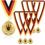 GEBETTER 6Pcs Médaille Allemand Médaille d’Or Bowling pour Gagnant Trophée Jouet Sport avec Ruban Noir Rouge Jaune