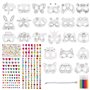 24PCS Masques Animaux et 4 Feuilles Strass Autocollant Avec Feutres de Coloriage Bricolage Enfant Accessoire de Déguisement Cade