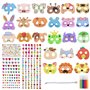 24PCS Masques Animaux et 4 Feuilles Strass Autocollant Avec Feutres de Coloriage Bricolage Enfant Accessoire de Déguisement Cade