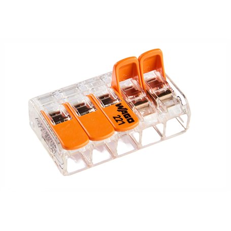 WAGO-COMPACT 221-615 Borne de connexion 5 conducteurs avec levier de commande jusqu'à 6 mm2
