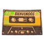 better with friends BIENVENIDOS Paillasson en fibres naturelles avec base en caoutchouc 60 x 40 cm, cassette oldskool des années