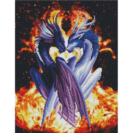 Abillyn - Kit de broderie au point de croix - Deux dragons noirs et blancs - Motif imprimé - Kit de démarrage (deux dragons)