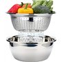 Lot de 2 Passoire de Cuisine Passoire avec Saladier en Acier Inoxydable Passoire Bol pour Fruits Légumes Riz Nouilles Pates Bol