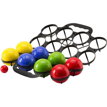 l&j Jeu de pétanque de plage - Boules de jardin avec étui de transport - Ensemble de 8 boules colorées complètes