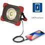 Velamp IR827 Lampe de Travail, projecteur de Chantier LED Rechargeable 1200lm, 20W, Support Pliable. avec Power Bank. pour Le Br