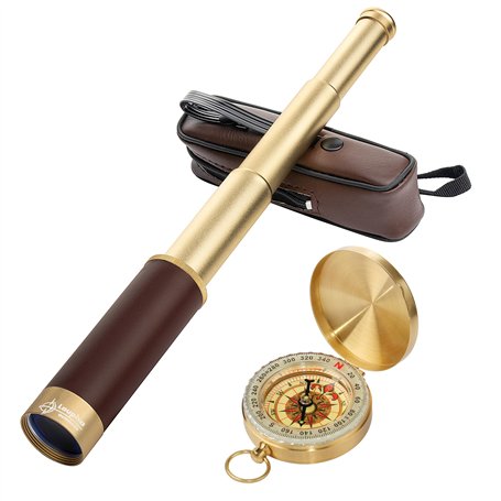 Laupha Télescope Pirate Rétro Monoculaire Zoomable 25x30 Vintage Longue Vue Enfant Lentille BAK-4 Imperméable Mini Télescope ave