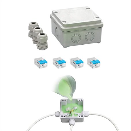 Arnocanali GL-BOX100 Kit Caoutchouc bi-composant IP68 Isolant et scellant avec boîte de dérivation 100 x 100 mm et Presse Sortie