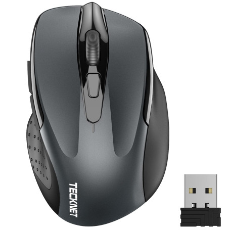 TECKNET Souris sans Fil, 2.4G Souris Optique avec 2600 DPI, Souris Ergonomique pour Ordinateur Portable, PC avec Récepteur USB, 