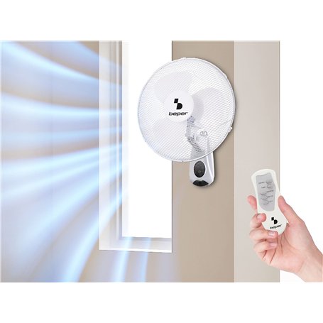 Beper P206VEN600 Wall Fan - Ventilateur mural avec télécommande et minuterie jusqu'à 7