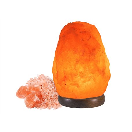 BEPER P201UTP100 Lampe de Sel de l'Himalaya Naturelle - Unique Faite à la Main avec Base en Bois Rose