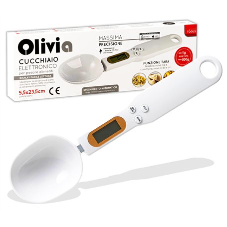 IPEA Balance à Cuillère Numérique pour Mesurer le Poids des Aliments en Cuisine - Précision de 1 g à 500 g - Balance électroniqu