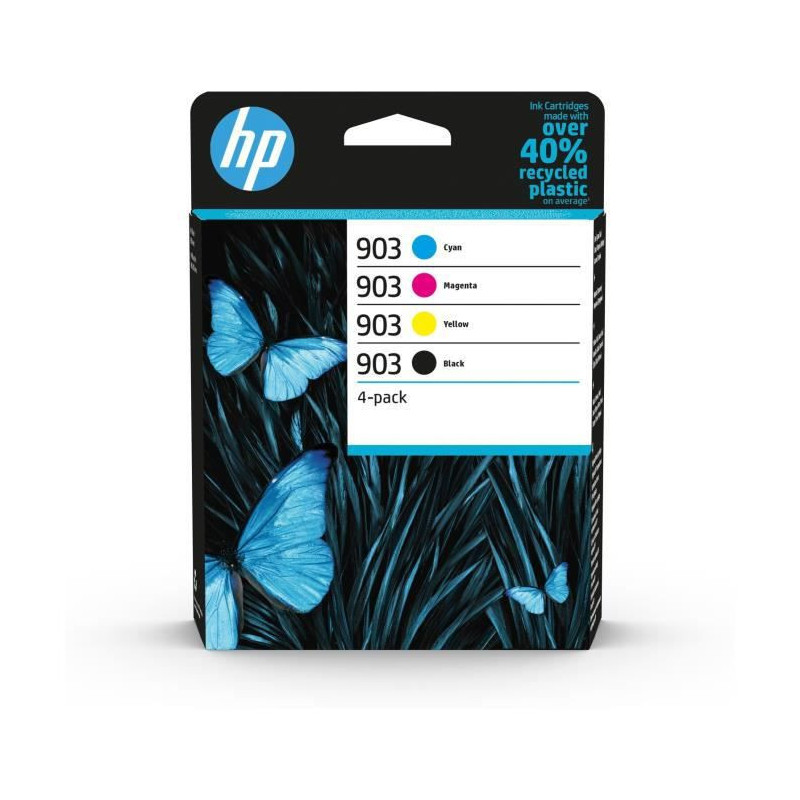 HP 903 Pack de 4 cartouches d'encre noire, cyan, jaune et magenta authentiques (6ZC73AE) pour HP OfficeJet / OfficeJet Pro 6900