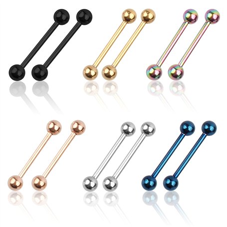 Liuxn 6 Paires 9/16 Pouces Cartilage Barbells en Acier Inoxydable Body Piercing Ring pour Lèvre à Joues