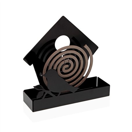 Support pour spirales anti-moustiques Versa Noir Métal 5 x 17 x 17 cm Oiseau