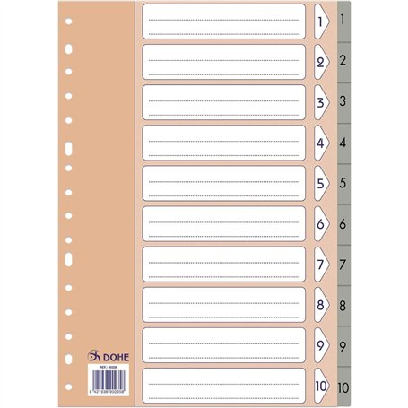 Dohe - Intercalaires classeurs 2 et 4 anneaux (10 unités) - Index format A4