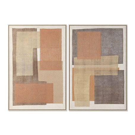 Cadre Home ESPRIT Marron Beige Orange Naturel Abstrait Urbaine (2 Unités)