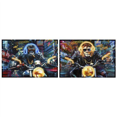 Cadre Home ESPRIT Noir Moto Loft 123 x 3 x 83 cm (2 Unités)