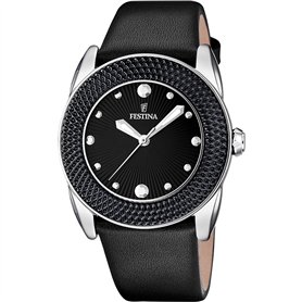 Festina Montre pour femme F16591/9 Outlet Boîtier en acier inoxydable 316l Argenté Bracelet en caoutchouc