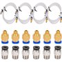 RUNCCI-YUN 4 pièces Tube en téflon PTFE (1 mètres) avec 6 pièces Raccord rapide PC4-M6 et 6 pièces Raccord pneumatique droit PC4