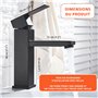 Mitigeur lavabo noir acier inox eau chaude et eau froide avec 2 flexibles inclus robinet salle bain noir robinet noir salle de b