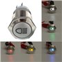 Alamor 12V 19Mm Silver Metal LED Bouton Poussoir sur Off Verrouillage De L'Interrupteur Symbole De Lumière-Bleu