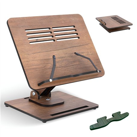 Vigo Support en bois pour livre de cuisine – Support pour ordinateur portable et livre de recettes – Réglable et pliable – Acces