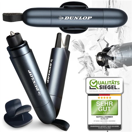Dunlop Coupe-ceinture de voiture - Marteau d'urgence - Marteau d'urgence avec verre de test pour s'entraîner à la destruction -