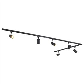 Qub Focus III – Système d’éclairage LED monophasé – 4 rails de 1m (400cm) – 6 spots GU10 orientables – forme en L – noir – modul