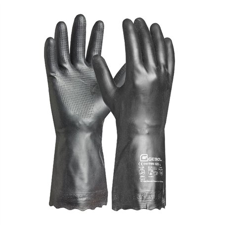 Gebol Carostar | Taille XL (taille 10) | Gant de protection chimique avec flocage en coton à l'intérieur | Gant de nettoyage ave