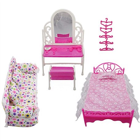 Yudanny 8 Pièces/Ensemble Accessoires de Meubles de Princesse Ensemble de Commode-Cadeau + Ensemble de Canapé + Ensemble de Lit