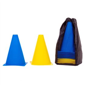 8LevelUp Lot de 20 cônes de 18 cm (10 cônes jaunes et 10 cônes bleus – Flexibles, sûrs et robustes) avec sac pour football, équi 8LevelUp Lot de 20 cônes de 18 cm (10 cônes jaunes et 10 cônes bleus – Flexibles