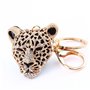 Porte-clés tête de léopard en cristal, anneau porte-clés, pendentif de sac à main à breloque, décoration de sac à main porte-clé