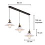 iDEGU 3 Lampes Suspension Luminaire Industrielle Lustre Plafonniers Design Edison Métal Lustre Suspension avec Support en Barre,