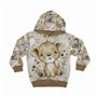0.5m animaux sauvages/animaux avec lion, guépard, zèbre, girafe sur marron/gris - Tissu en coton pour la couture - non vendu au