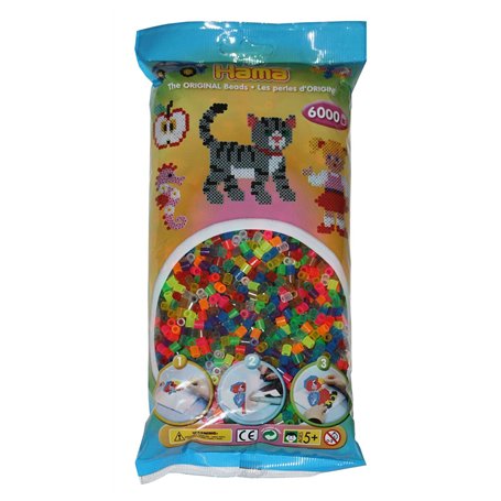 Hama Perlen Lot de 205 à 80 perles à repasser - Environ 6 000 perles multicolores de bricolage Midi de 5 mm de diamètre - Mélang